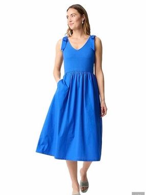 J. Crew Royal Blue Tie-Shoulder Midi Dress